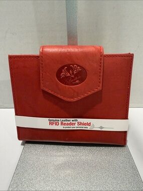 NWT Braxton Genuine Leather RFID Wallet - Red